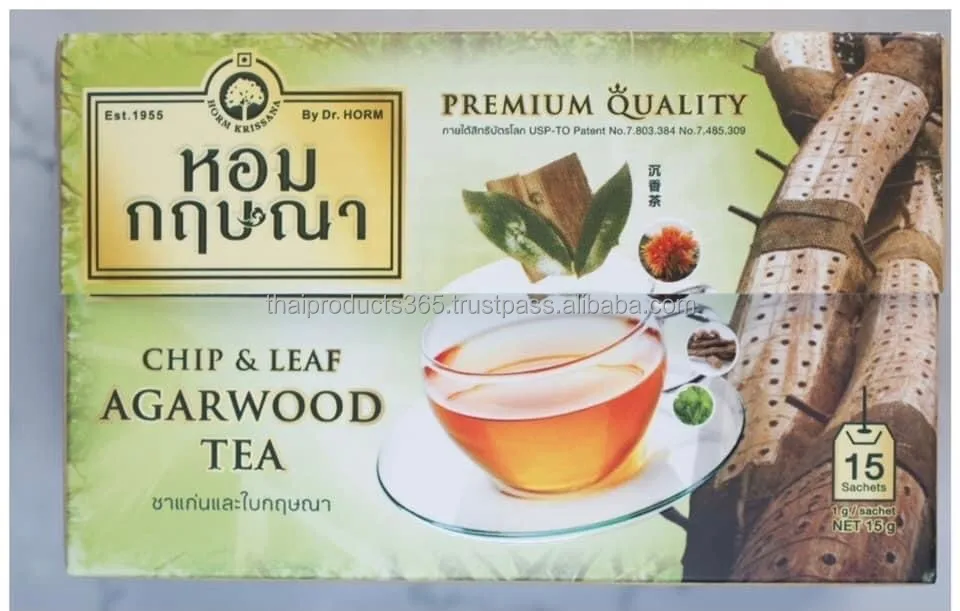 HOM KRISSANA Chip & Leaf Agarwood Instant Healty Tea High Quality From Thailand