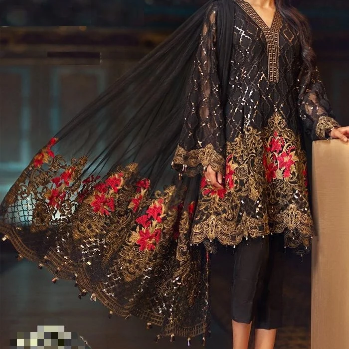 Indian Pakistani Embroidered Shalwar Kameez Lawn Suit Hot Selling Dress 2021