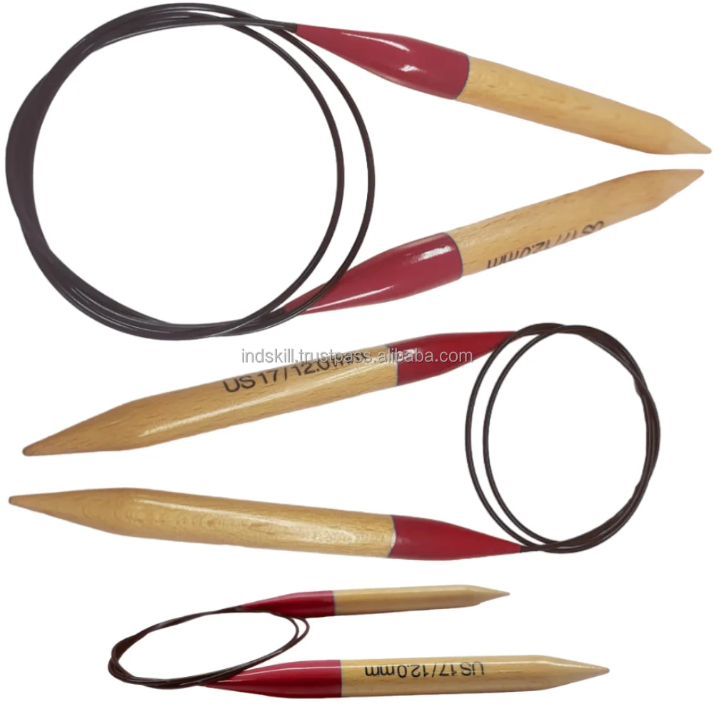 Indskill Circular Knitting Needles Set, wood Round Set (100 cm), 9 Pack Long for Blankets Scarves Sweaters, Great for Beginners