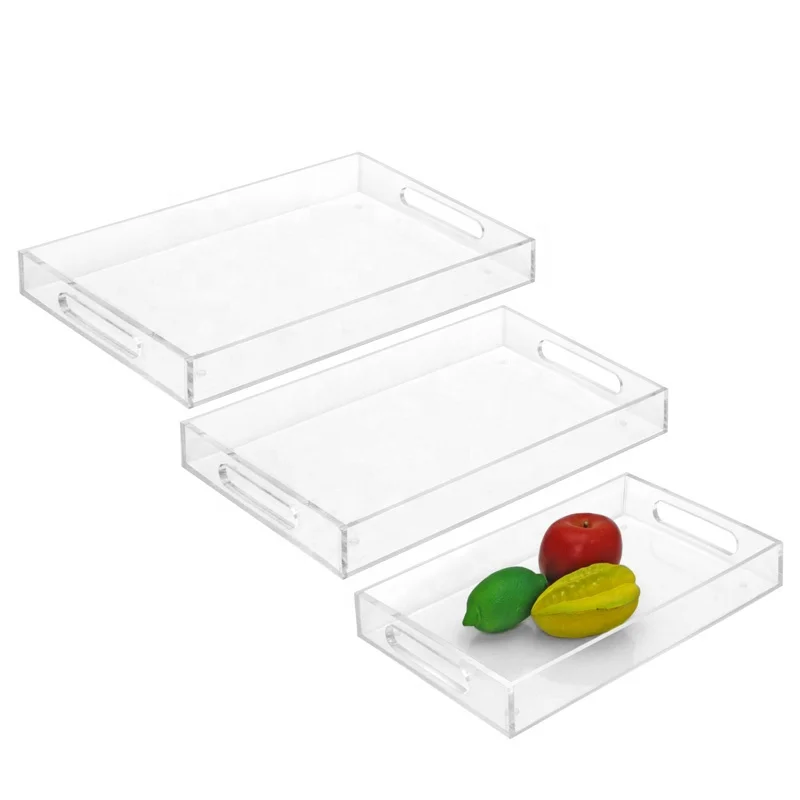 Acrylic Display Tray With Handle For Coffee Table Breakfast Butler