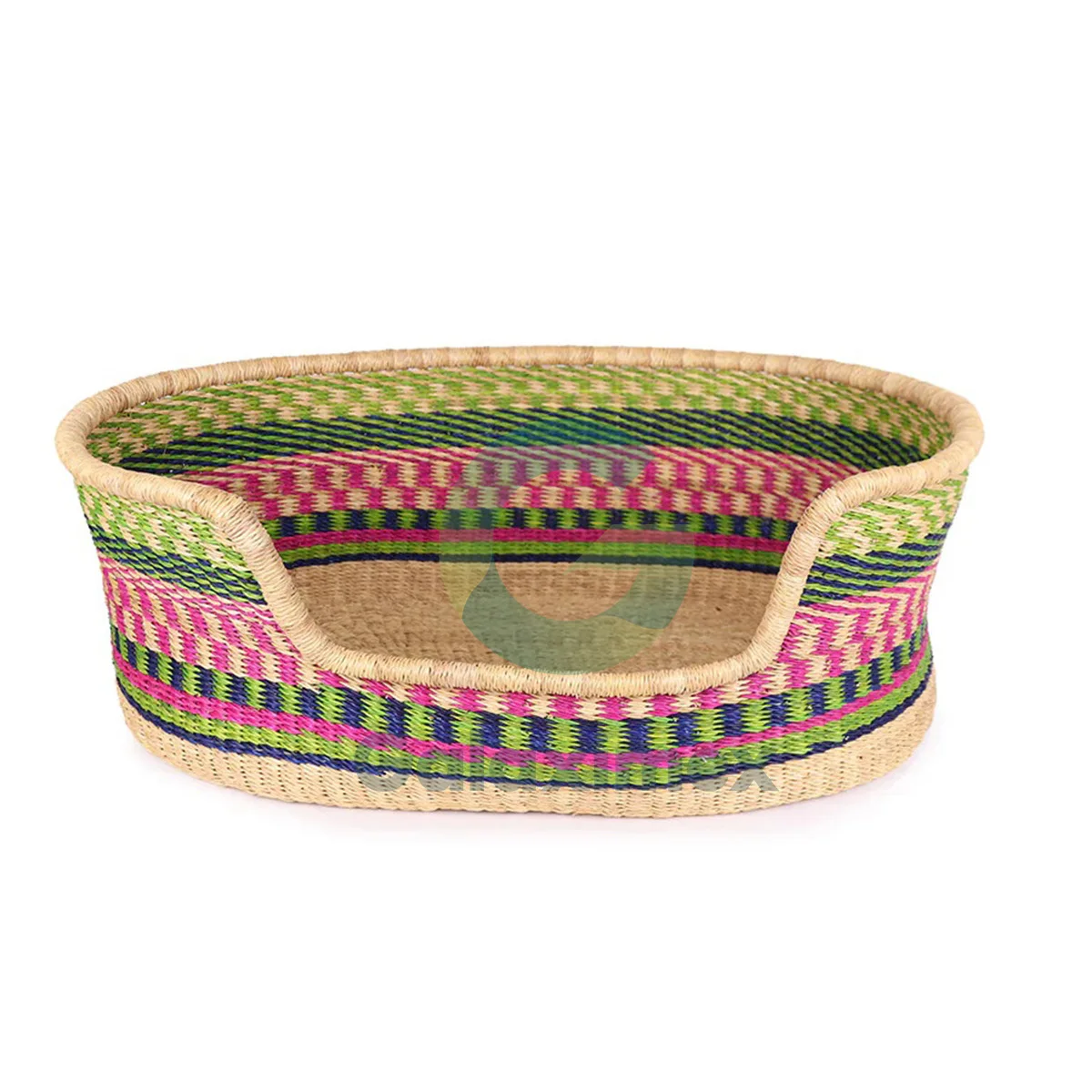 Woven Seagrass Dog Bed w/ Cream Polyester Cushion by Galaxy Handicraft manufacturer