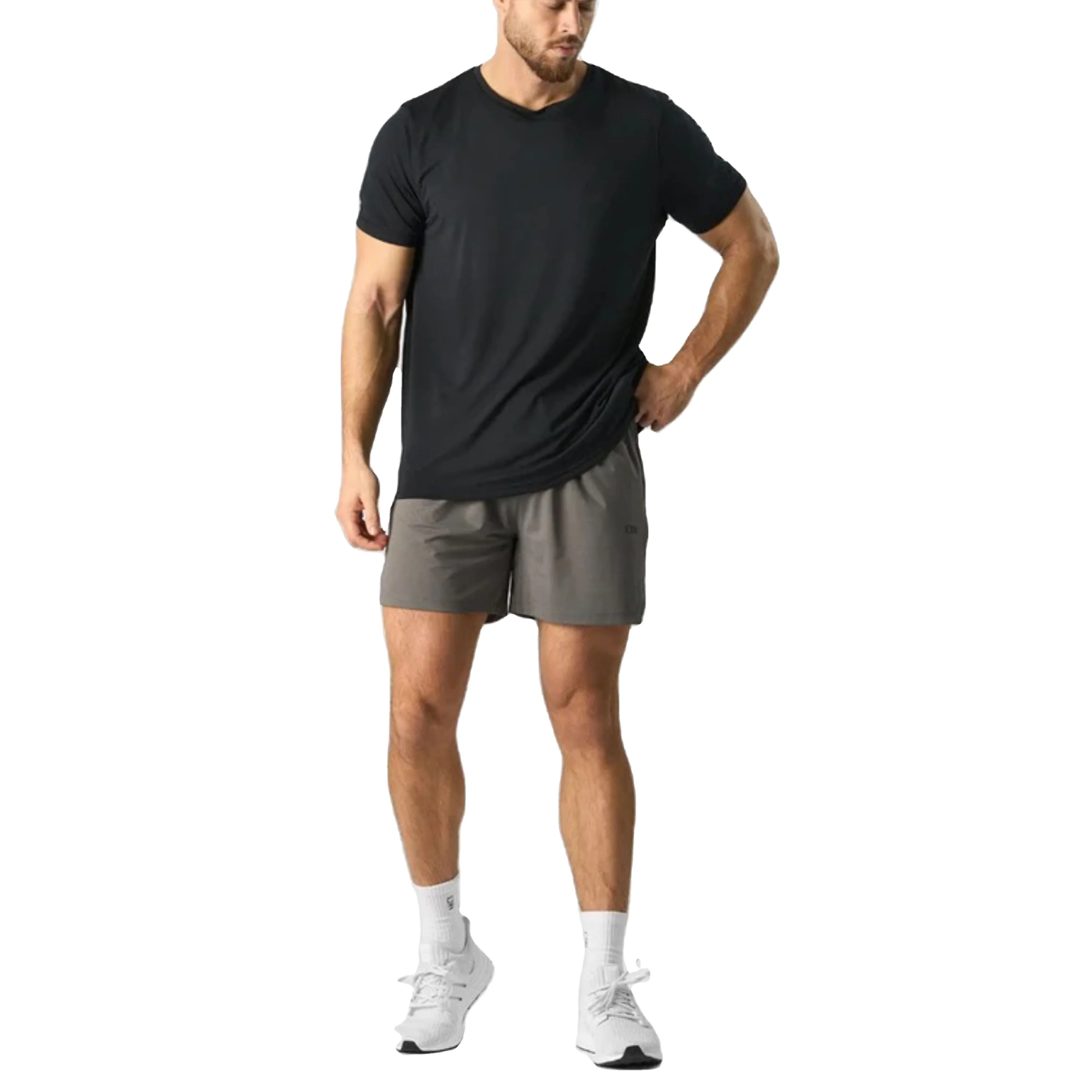 Breathable Polyester Spandex Training Shorts for Men - Moisture-Wicking Fabric Suitable for Intense Workouts