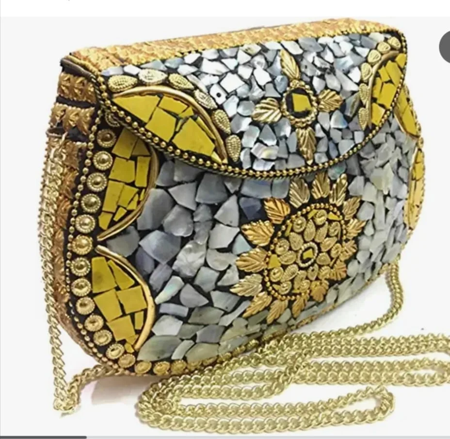 wholesale highest quality handcrafted polished Beautiful customized  mother of pearl fashion handbag  for women from India ,