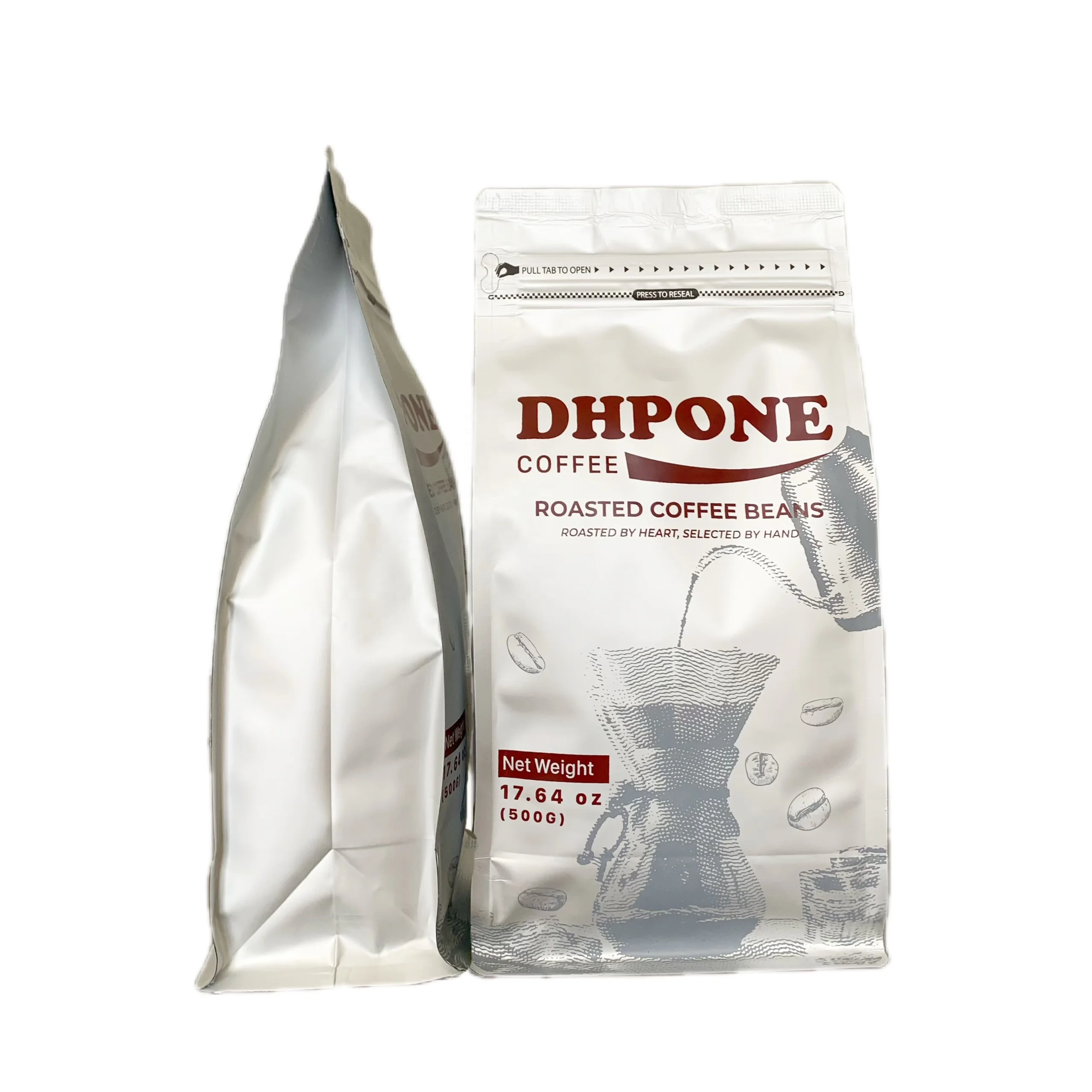 DHPONE Premium 500g Blend Arabica-Robusta Roasted Coffee Beans One-Way Degassing Valve Packaged Paper Bag Coffee Connoisseurs