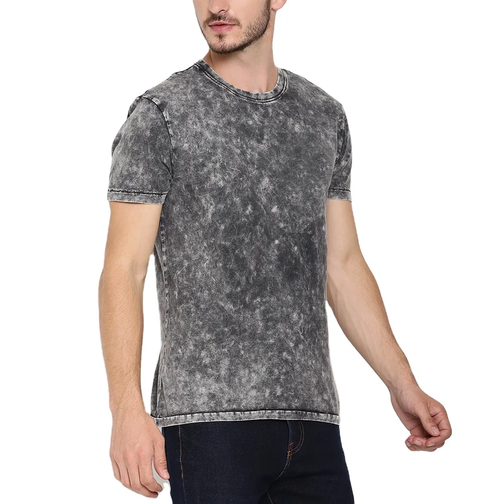 Bamboo Fiber 100% Cotton Distressed Retro style Lightweight Premium Quality Acid Latest Design Low Price T Shirt For Sale