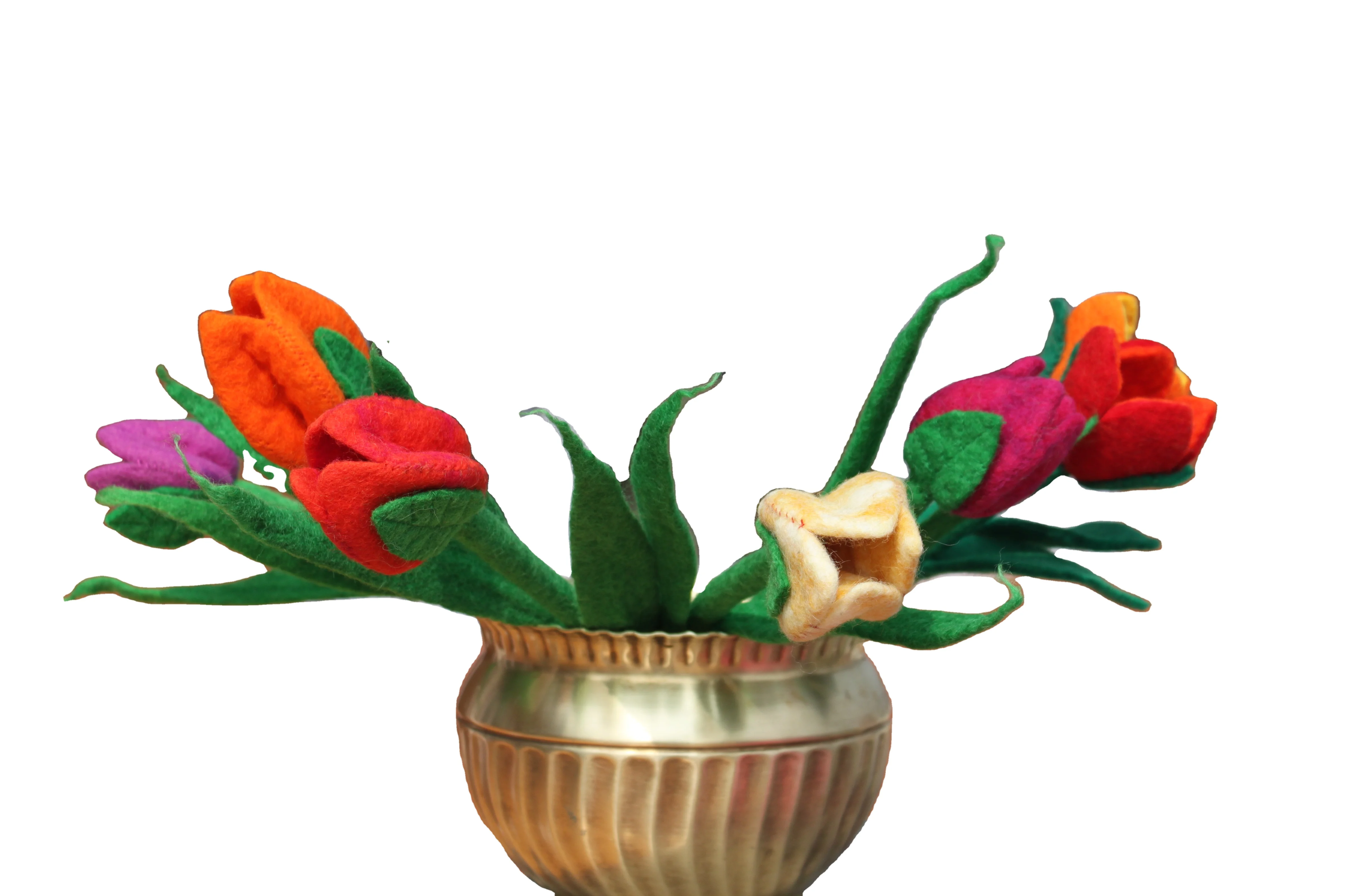 Handmade Nepali Felt Decorative Artificial Flower Fake Plants Wedding Bridle Bouquet Indoor Outdoor Home Kitchen Office Table