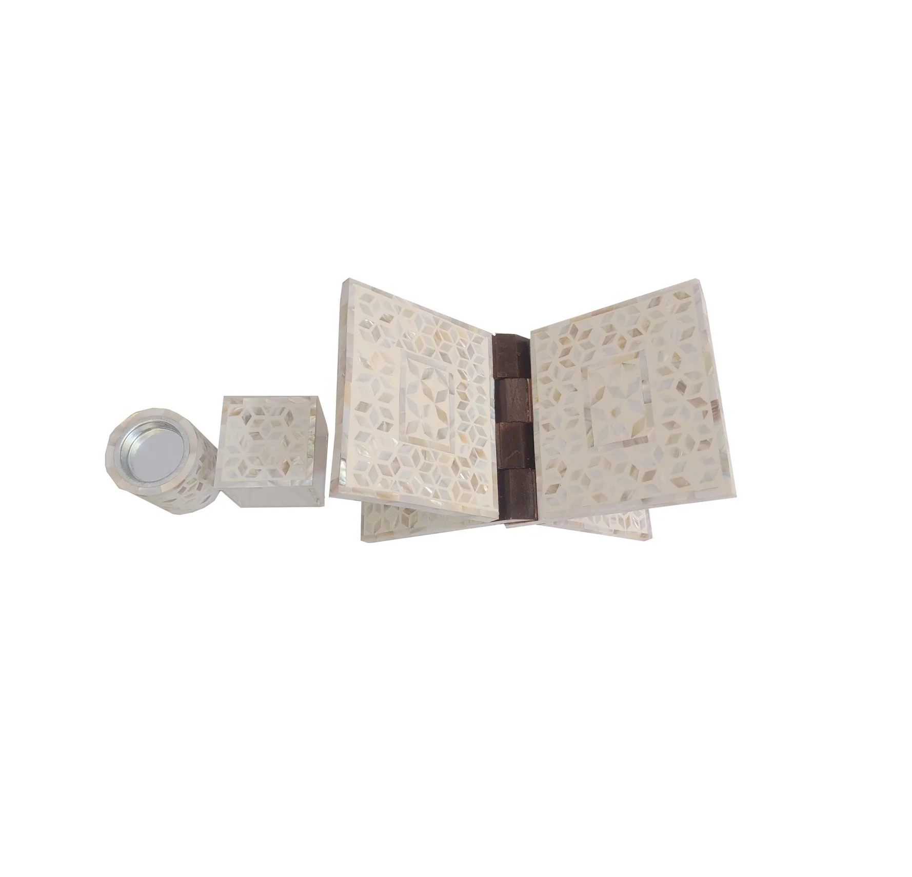 Arabic Ramadan Gift Wood Mother of Pearl Inlay Holy Quran Stand Mubkhar Bakhoor Burner Oud Burner Dubai muslim Censer Bone Inlay