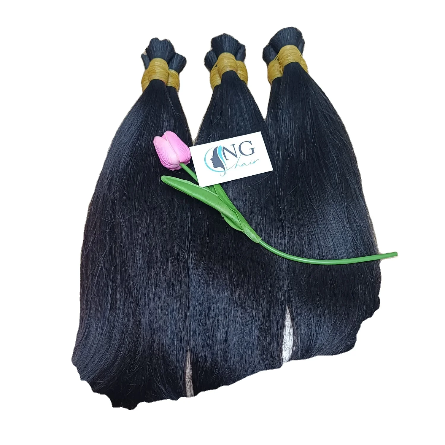 Luxury Human Hair Extensions Vendor-NGHair Origin From Vietnam, Natural Straight Bulk Hair NoShedding No Chemical Treatment