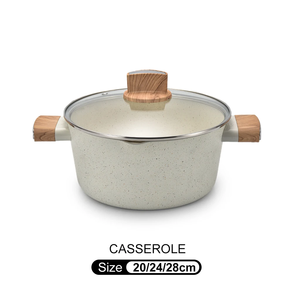 Smartpan оптовая продажа 5 шт. белый роскошный антипригарный мраморный Кухонный набор алюминиевая