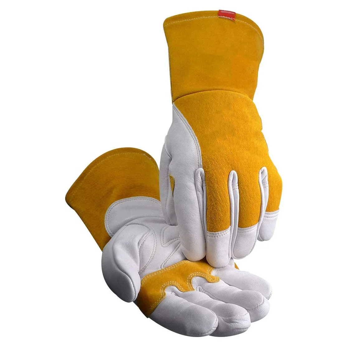 Leather Work Gloves with Wrist Closure Goat Grain TIG/Multi-task Welding Gloves Split Cowhide Custom Color Glove