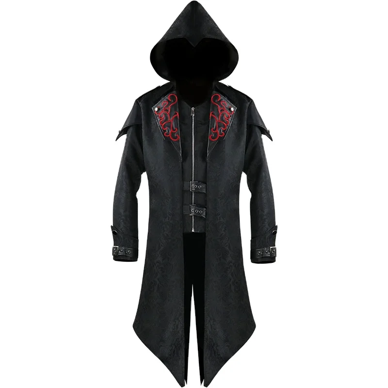 BAIGE Assassin Cosplay Medieval Man Streetwear Hooded Jackets Outwear Costume Edward Assassins Creed Halloween Costume