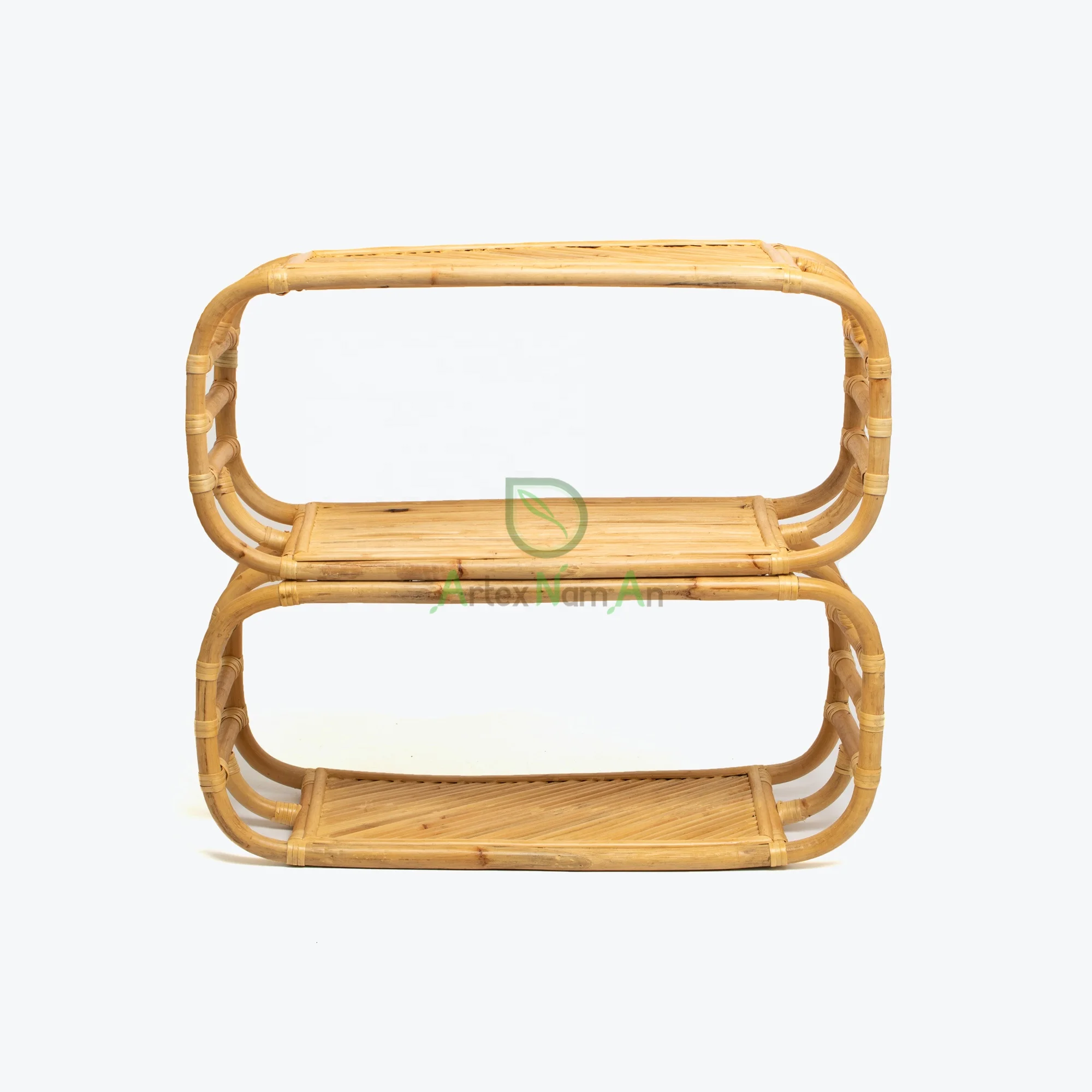 Handmade 2 tier rattan wicker wall shelf storage rack/vintage wall storage shelves bedroom/rattan furniture for room decor