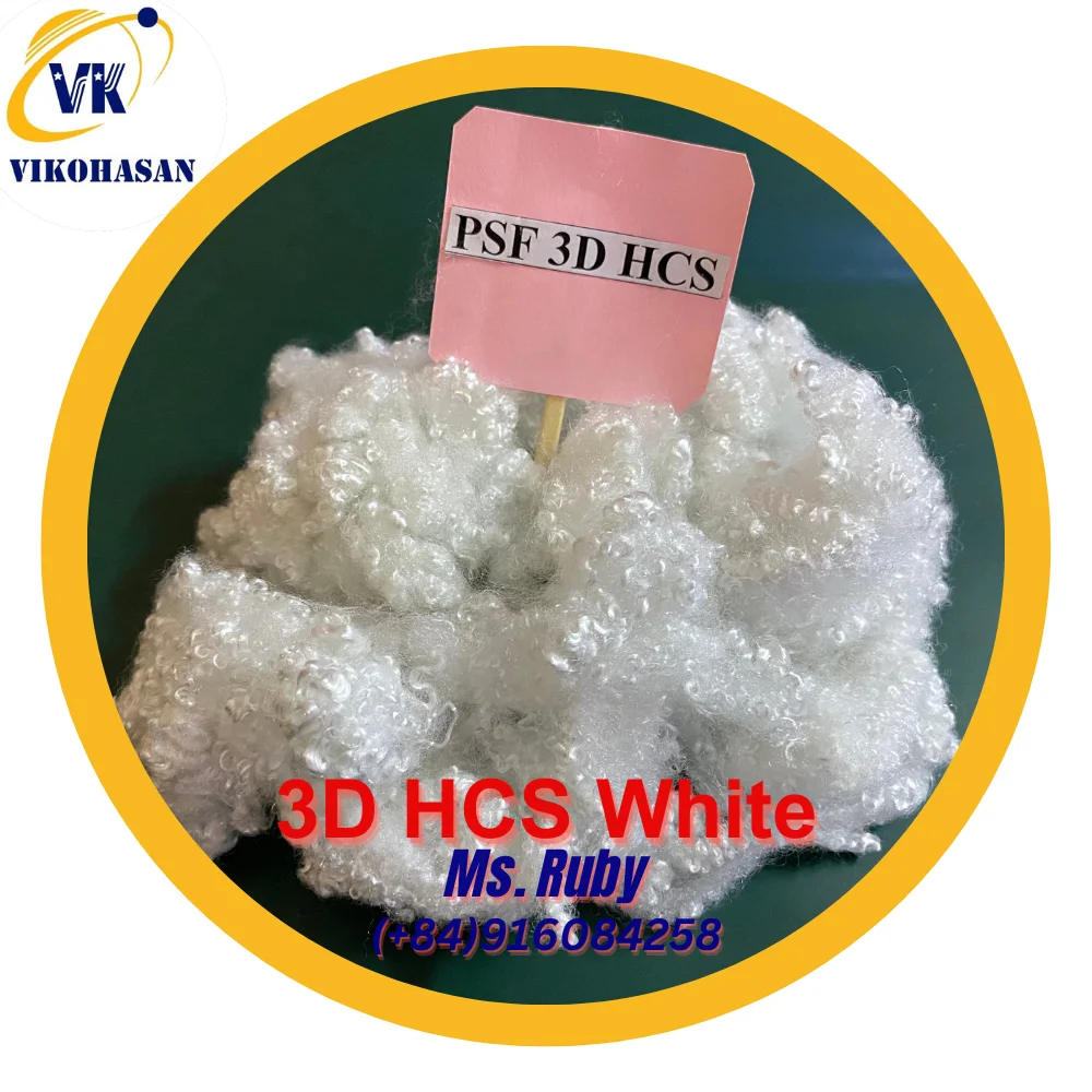 Hot Sales White Hollow Conjugated Siliconized (HCS) Recycled Staple Siliconized Polyester Fill Manufactured Vietnam GRS