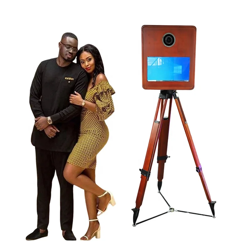 2023 new product wood photo booth vintage country style 15.6inch Selfie Photo Booth Magic 15.6 Touch Csreen Photobooth With Prin