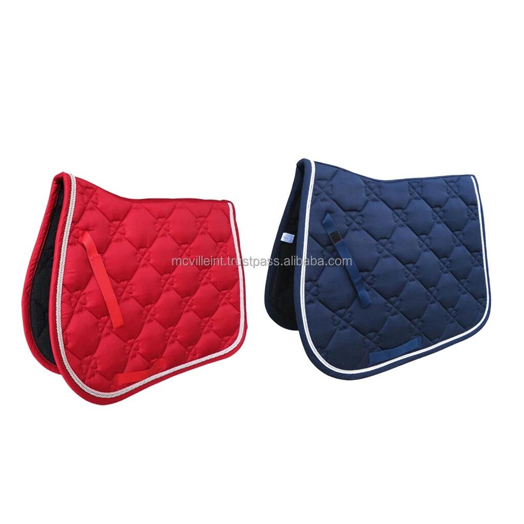 Square Quilted Cotton Comfort English Saddle Pad Horse Riding Pad Shock Absorb PU Saddle Safe Horse Soft Equestrian Seat Pad