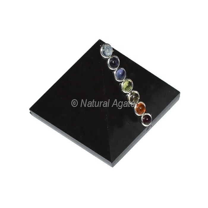 Black Agate Natural Gemstone Orgone Seven Chakra Reiki Healing EMF Protection Pyramid Semi-Precious Stone Craft