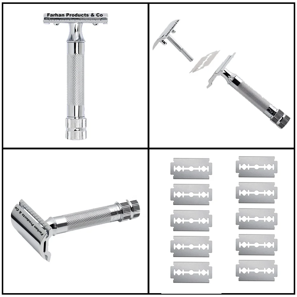 Safety razor Set Mens-set-safety-razor-silver Tip-brush
