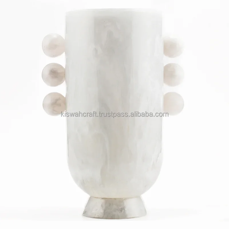 Top Grade New Arrival Aqua Swirl Pattern Blue Resin Vase Modern Home Decor Balloon Resin Vases By Kiswah Craft From India