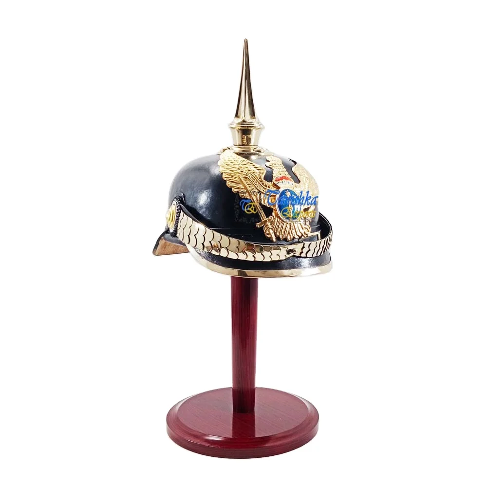 Best Quality German Leather Helmet Pickelhaube Helmet Prussian Garde Regiment Pickelhaube Handmade brass badge Leather Helmet