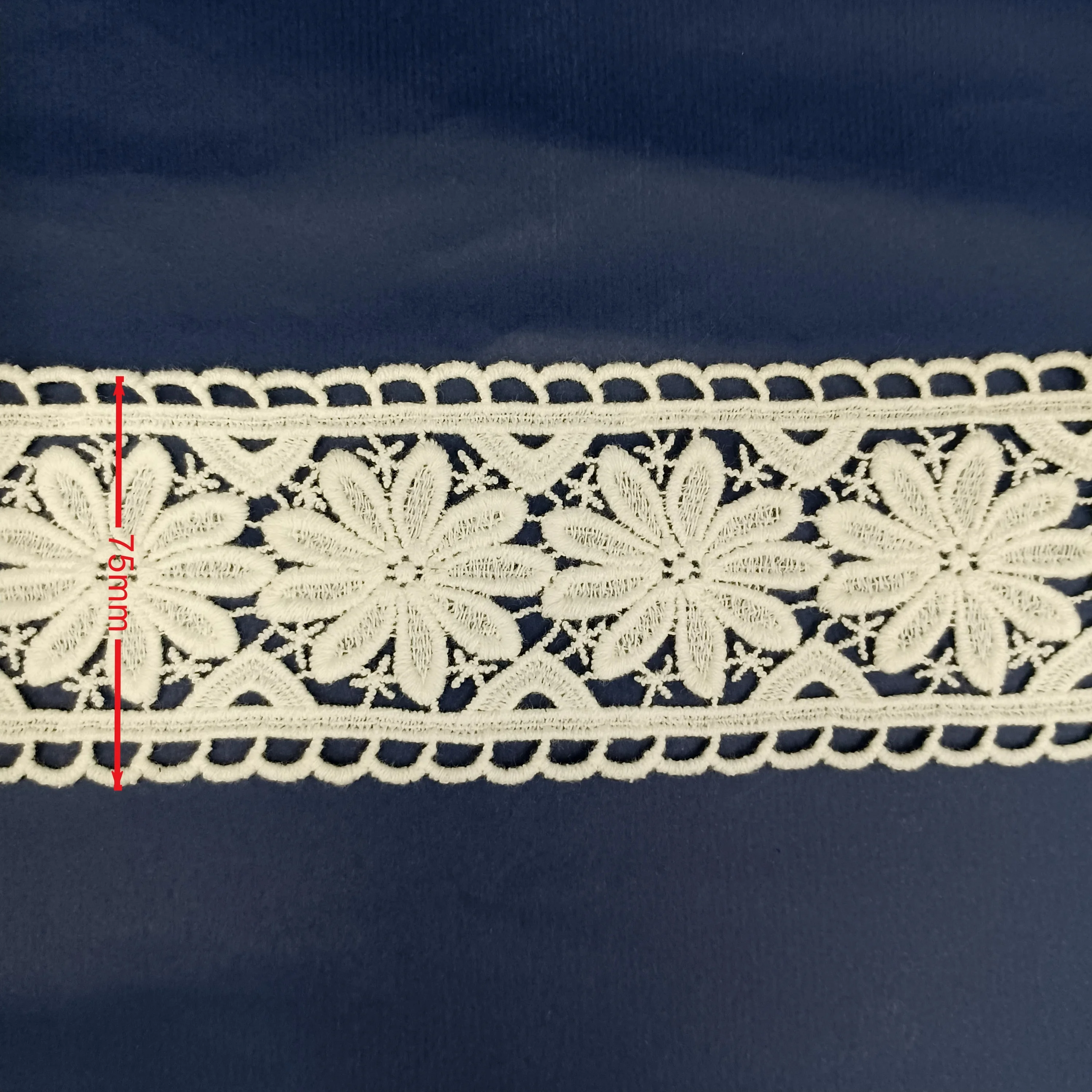 Best Selling 75 mm Border lace fabric embroidery