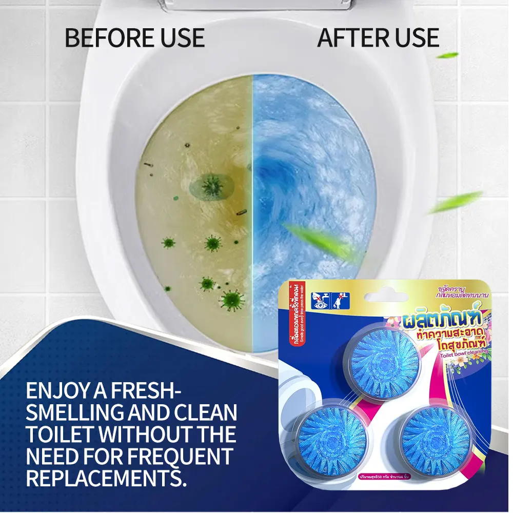 OEM MOQ Super Dual Action Disposable WC Toilet Deodorizer Solid Shape 3PKPack Cheap Price Safely Keeps Bathroom Clean Stain-Free