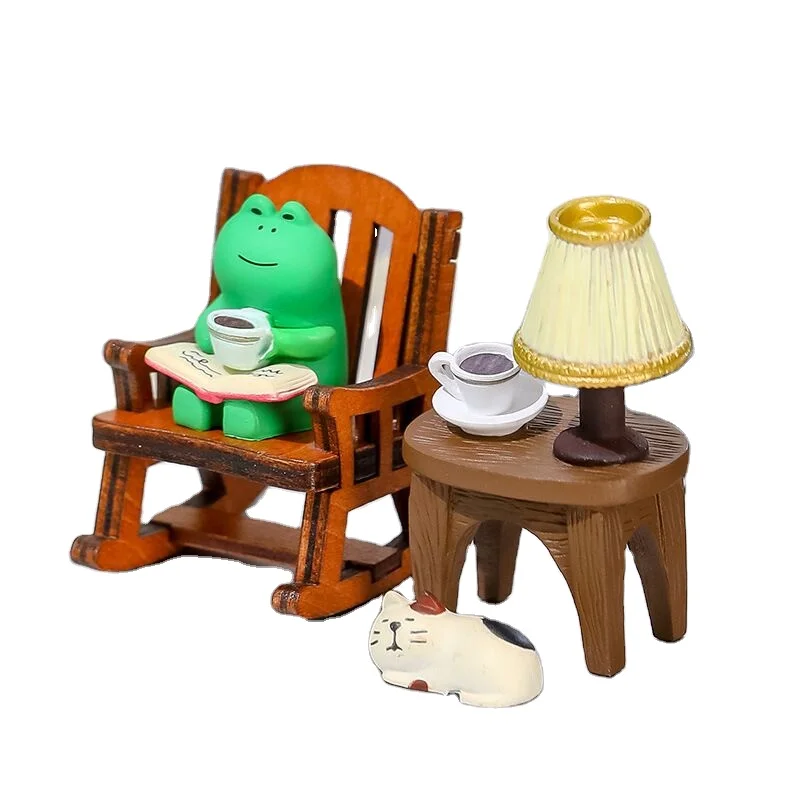 Desktop Ornaments Frog Rocking Chair Cute Ornaments Doll Photo Boutique Ornaments Set