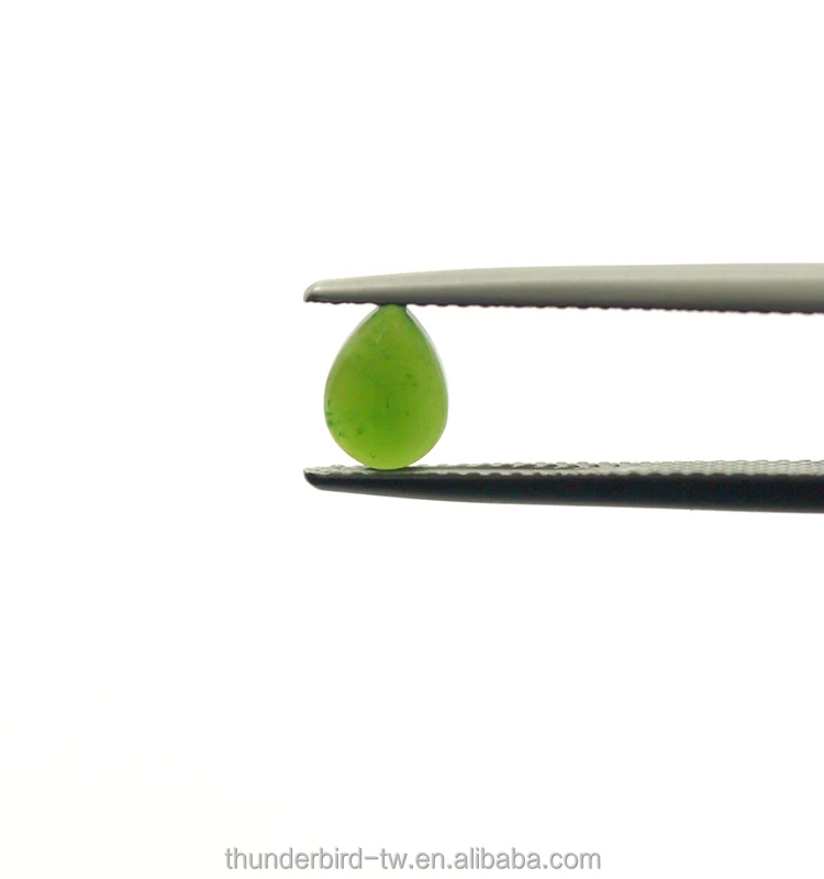 Factory wholesale DIY Loose Gemstone high quality A grade 5x7mm tear drop natural green nephrite jade cabochon