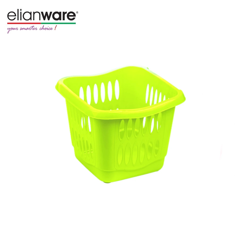 Elianware High Quality Large Loading Amount Plastic Square Size Shopping Storage Basket with Handle