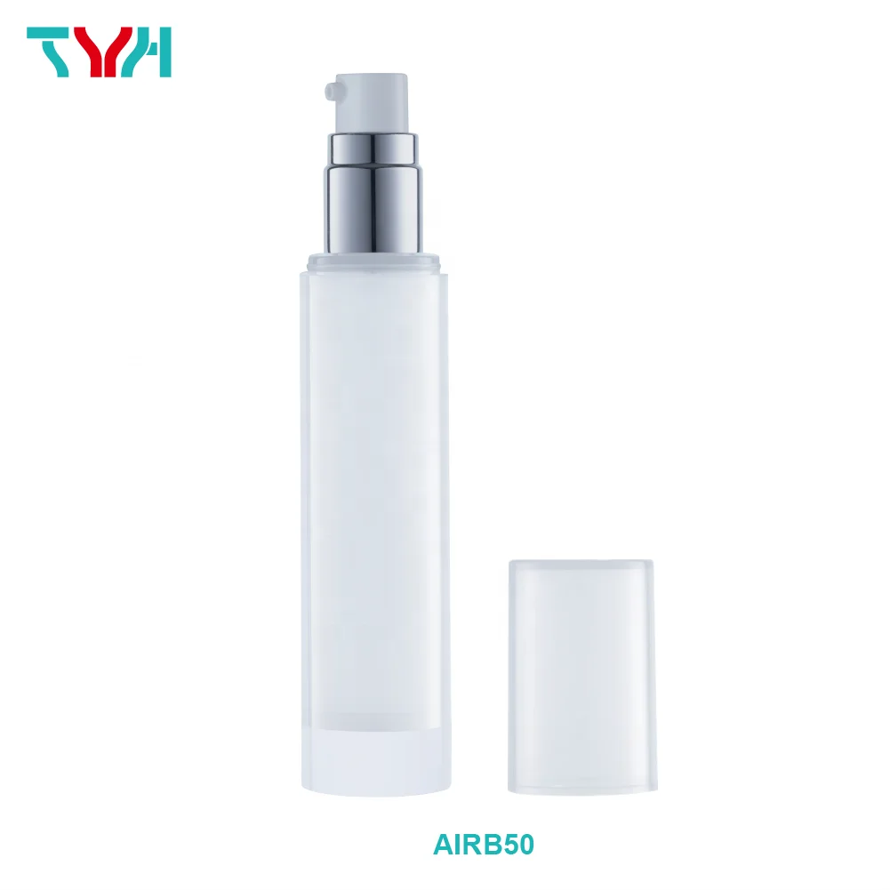 (Образец) 50 мл 30 45 25 PP белая круглая Вакуумная бутылка с насосом поставщики косметических вакуумных бутылок (серия AIRB)