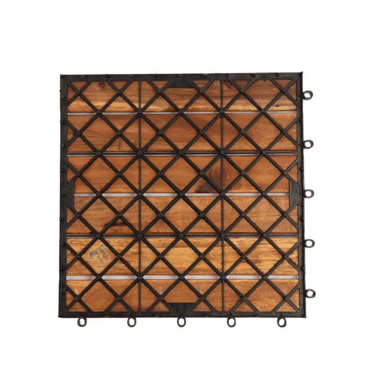 6-SLAT ACACIA WOODEN DECK TILE 300X300X24MM WITH SCREWS OEM ODM Service Support Customize Accept Hot Sell Brand Top Quality