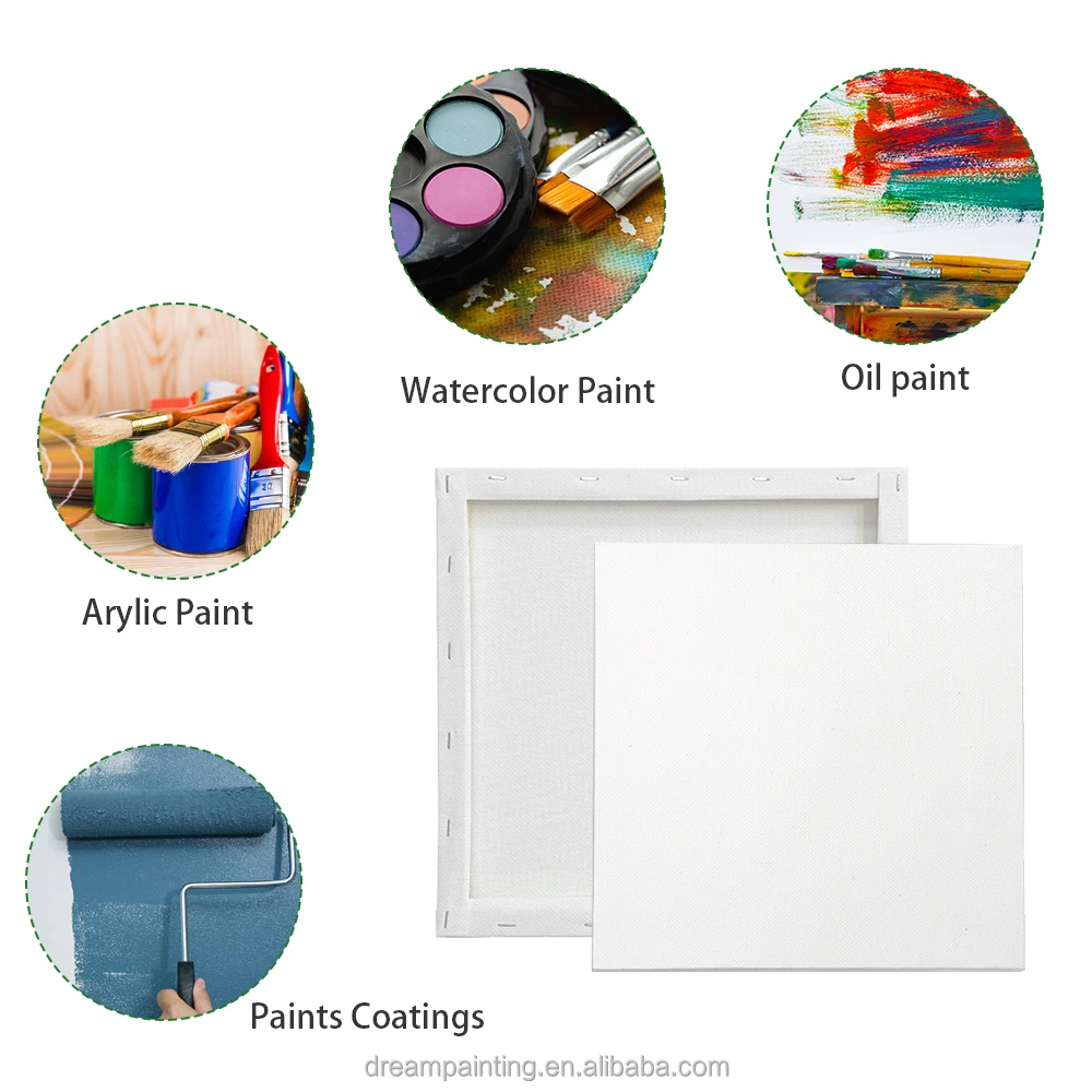 Art Painting Blank Stretched Canvas Multi Size 6 Pack 280g Cotton Canvas Board Printing for Oil Painting Acrylic
