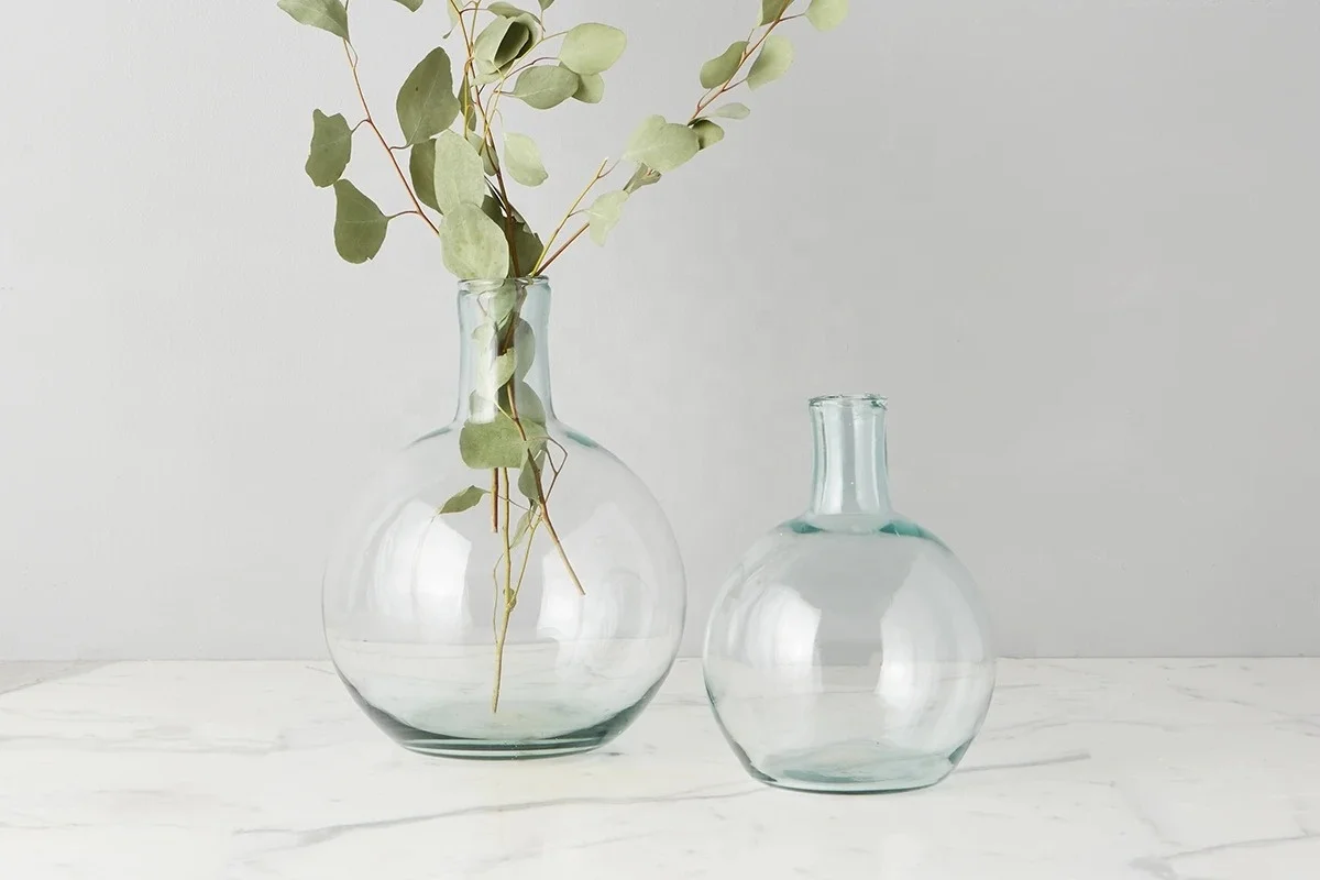 Recycled Glass Balloon Vase 100% Raw-Shaped Irregular Tabletop Glass Vases