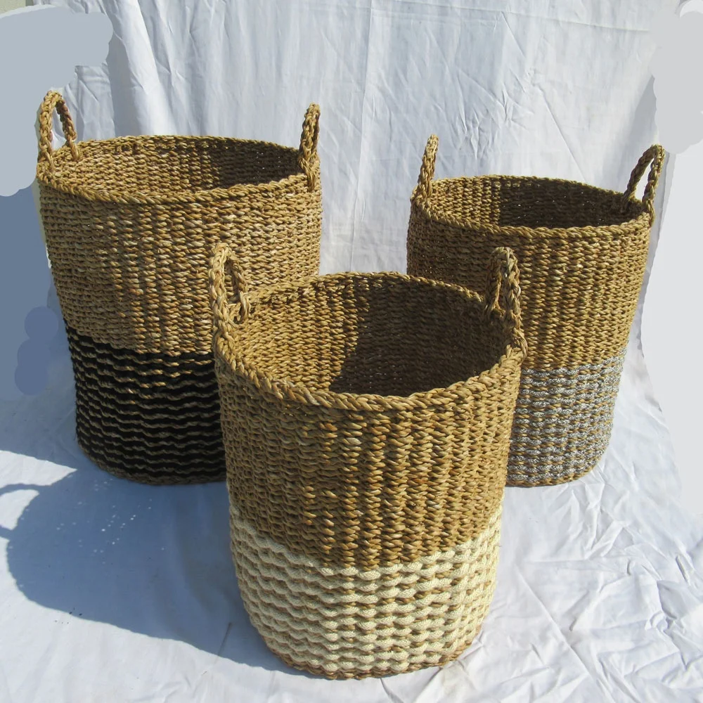 Best quality customized products of seagrass eco-friendly handmade Cheap Price Round Cylinder with Handle