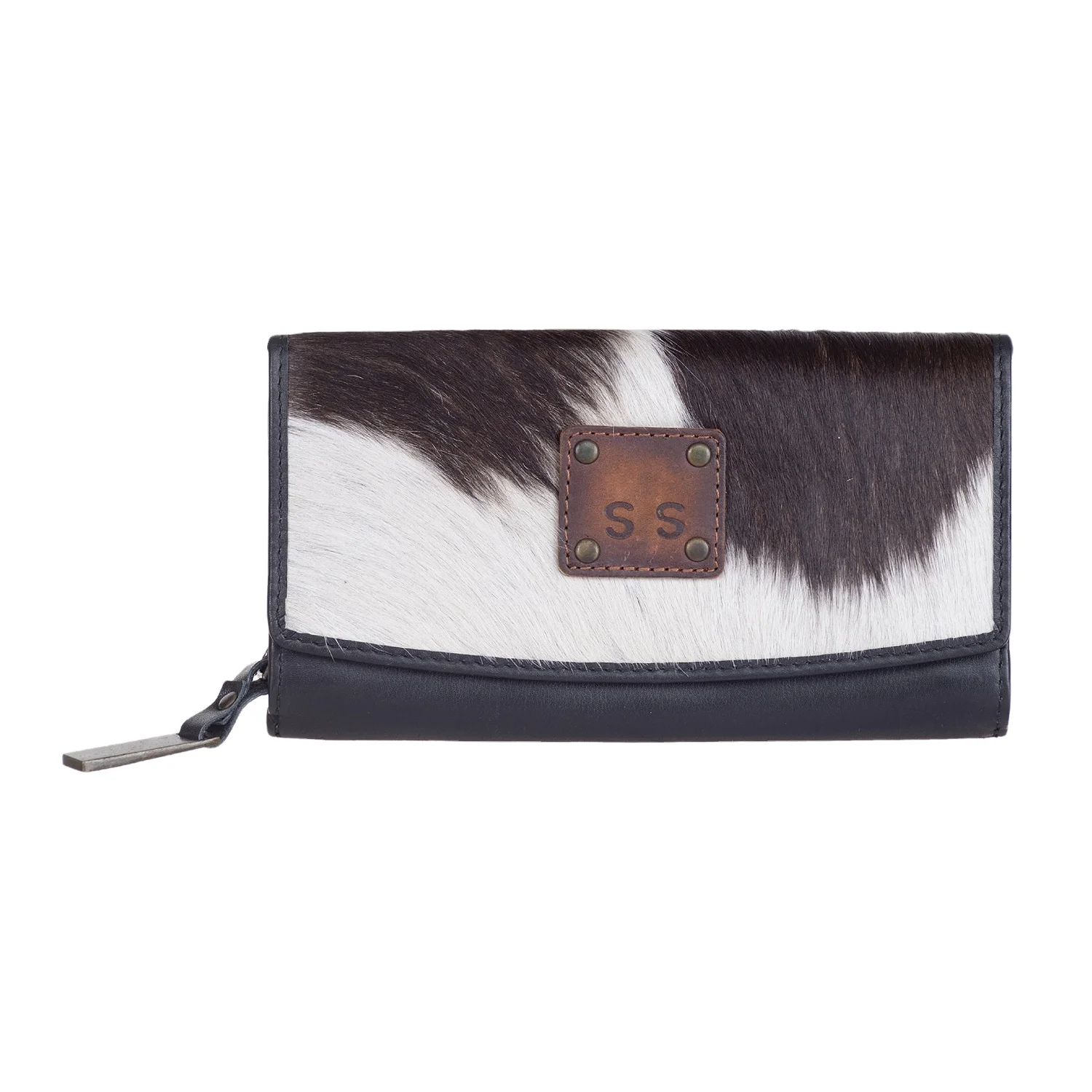 Trendy Brazilian Skin Hide Cow Hair on Fur Leather Women Girls Long Clutch Wallet Purse Large Capacity Pocket Bulk Sale Vintage