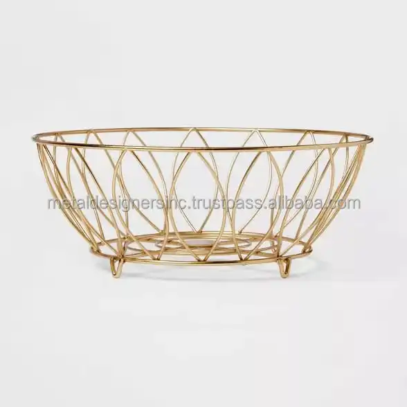 Metal Round Gold Planted fruits Tableware and kitchenware Storage wire baskets, Round one and 2 Tier & 3 Tier Basket