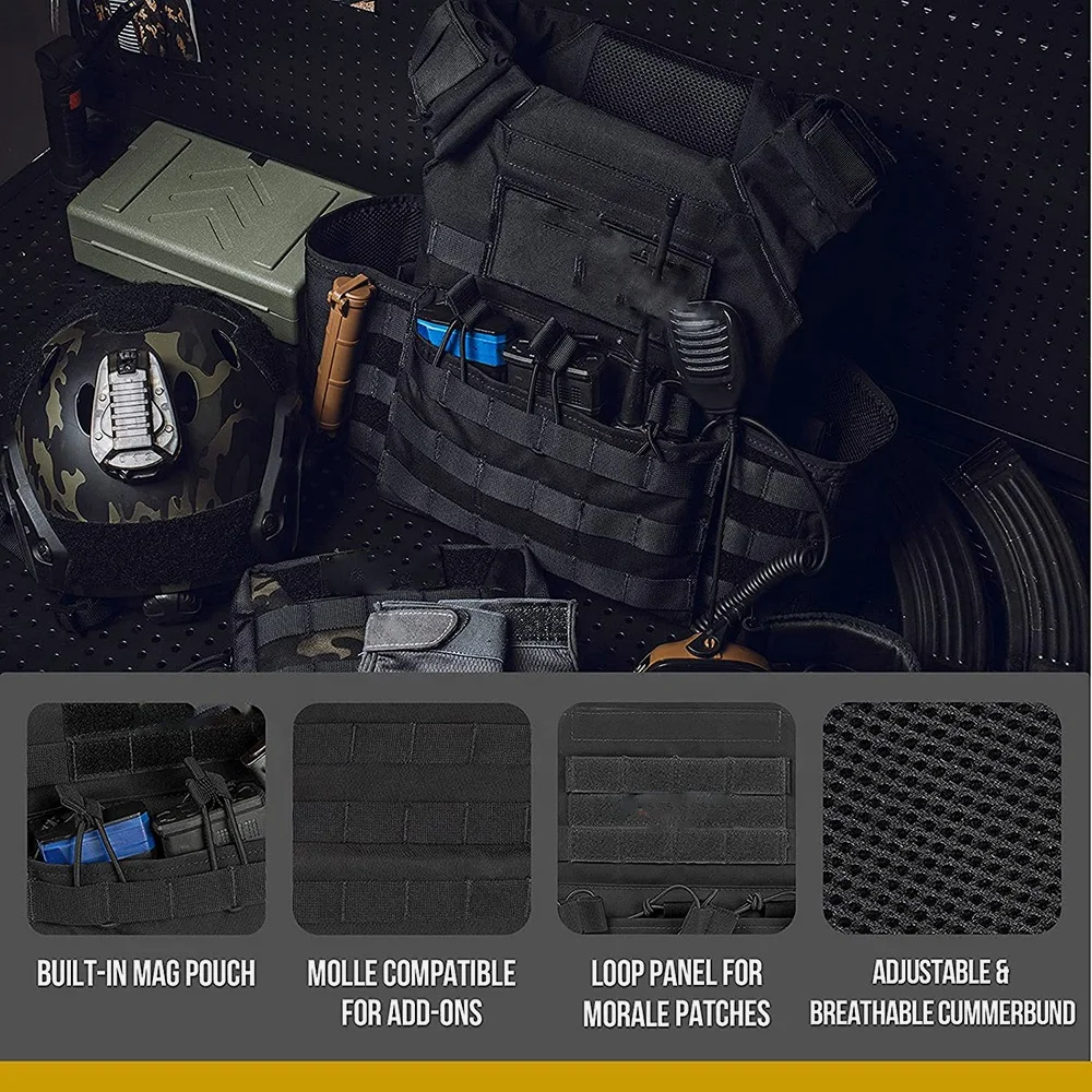 2022 Hunting Vests Black Color Paintball Military Vests Pocket Style Custom Made Paintball Tactical Vests