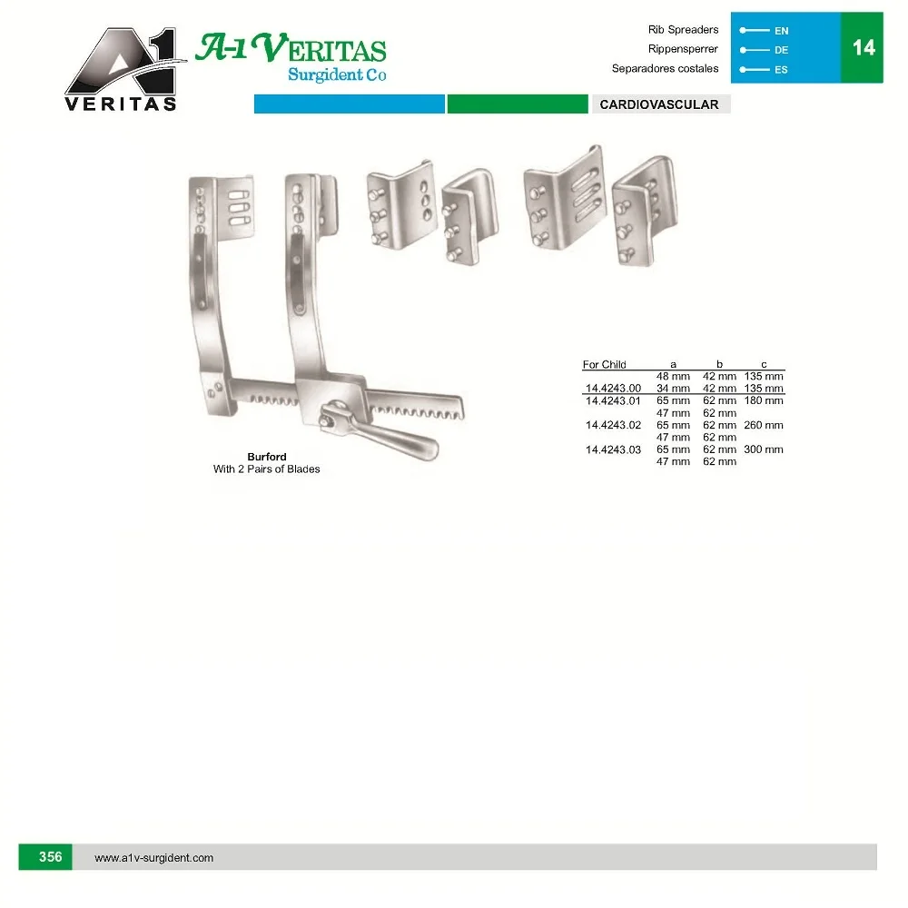 Best Quality Burford Rib Spreaders Retractors A-1 VERITAS Cardivascular Surgical Instruments Reusable Stainless steel