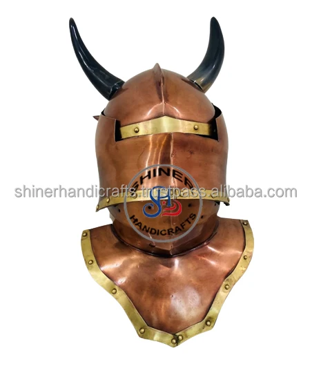 Средневековый Готический стиль немецкий Sallet шлем средневековый доспех рог с внутренней подкладкой медный Полированный Шлем