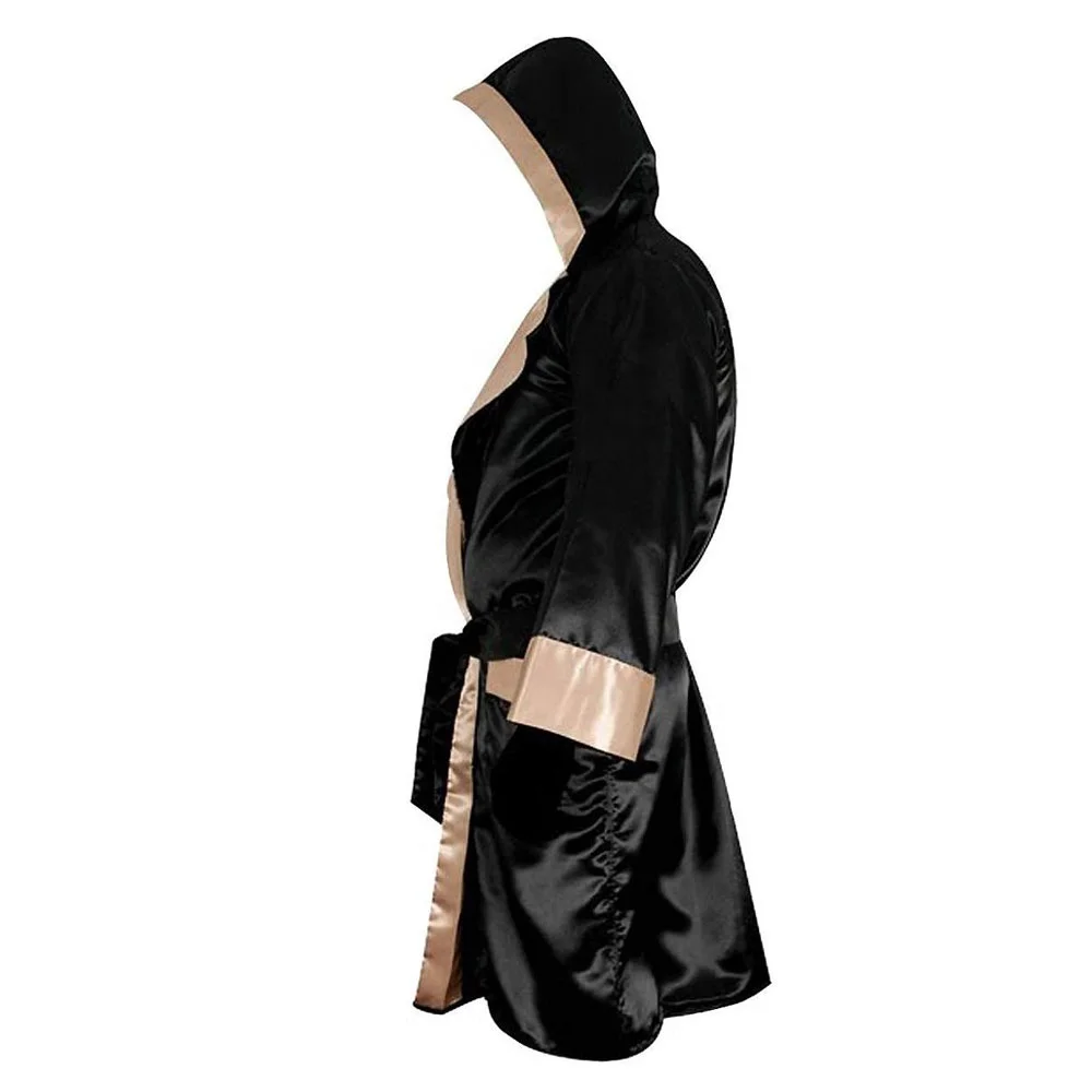 New Multi Colors Designs Boxing Robes With Hood Custom Made Design Polyester Satin Boxing Robe For Men With Custom Logo and Tags