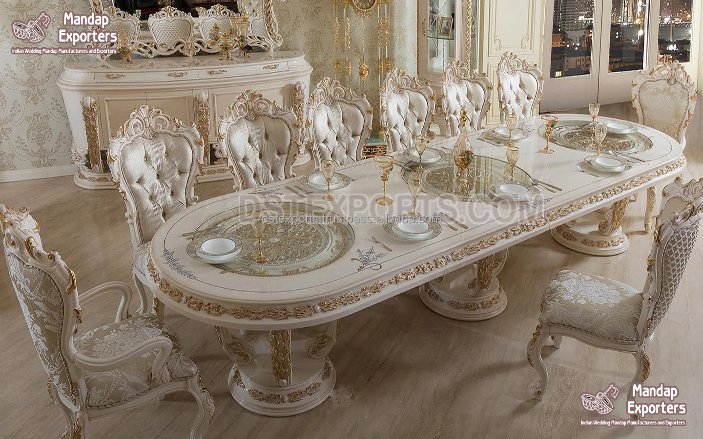 Очаровательный Королевский дворец набор мебели для столовой золотой ручной работы мебель эксклюзивная формальная деревянная обеденная