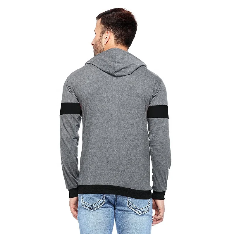 Custom logo hoodie Unisex 100% Cotton 2 Color Patchwork men tops Hooded Casual Fashion Clothing Men Oversize Zip Up Hoodie