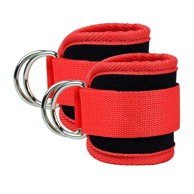 Ankle Straps For Cable Machines Leg Exercises Double D-Ring ankle cuffs for gym workouts glutes legs strength