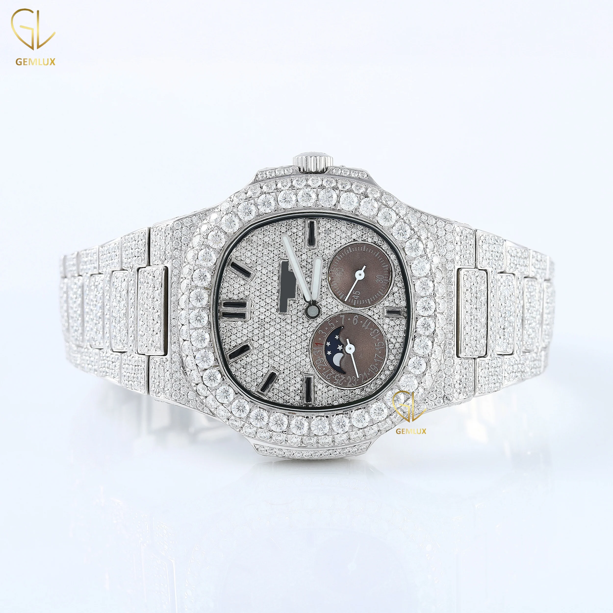 charm fully iced out New Trendy romal dial chronograph D vvs Moissanite Premium Quality diamond watch office wear men watch