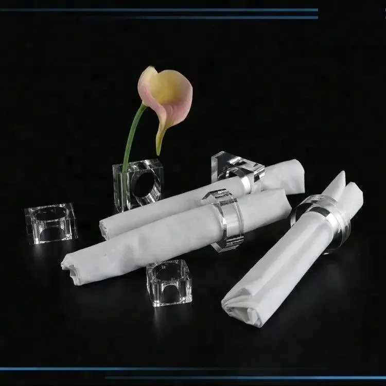 Оптовая продажа акриловые кольца для салфеток с вазой прозрачный пластиковый держатель по разумной цене