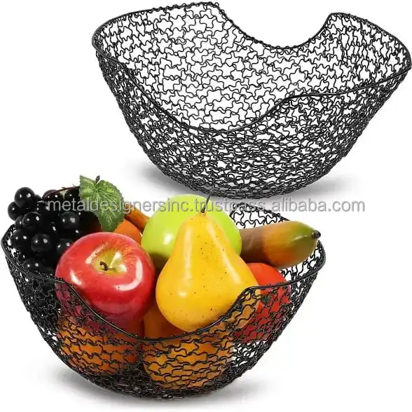 Metal Black fruits Tableware and kitchenware Storage wire baskets in ship sided new and unique look table fruit basket