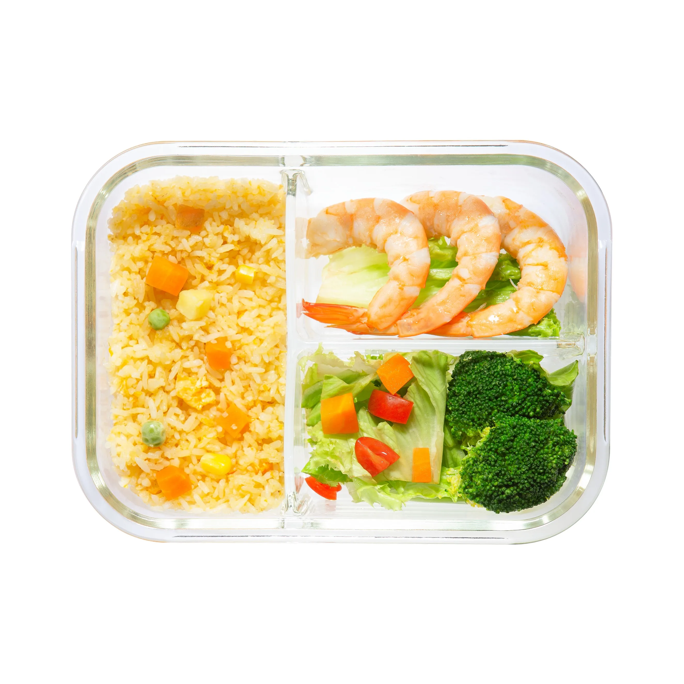 Nikko 1040ml Rectangular Glass Storage Container 3 Compartments BPA Free Air Water Tight Heat Resistant Best Choice Lunch Food