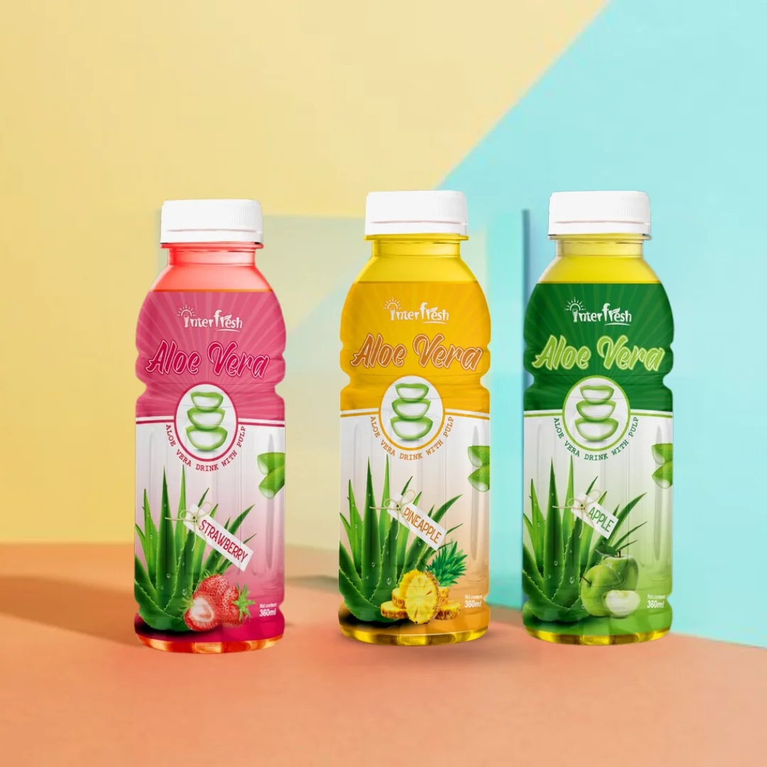 Interfresh Brand Aloe Vera Drink with Mango Flavor 500ml Size OEM ODM Options Water Pulp Berries Ingredients Made in Vietnam