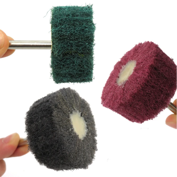 Зеленые тонкие алюминиевые Оксидные нетканые откидные колеса с валом для отделки pexmigm 50X30 мм