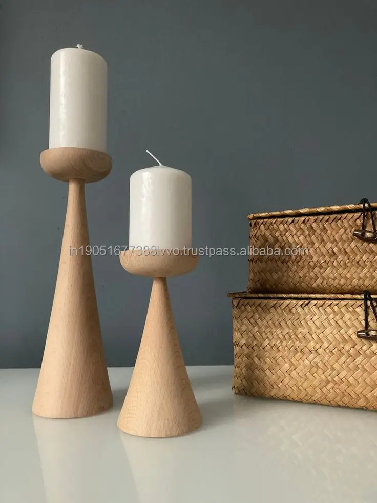 Handmade Wooden Candle Pillar stylish  set of 3 stylish candle holder for home decoration in wholesale price