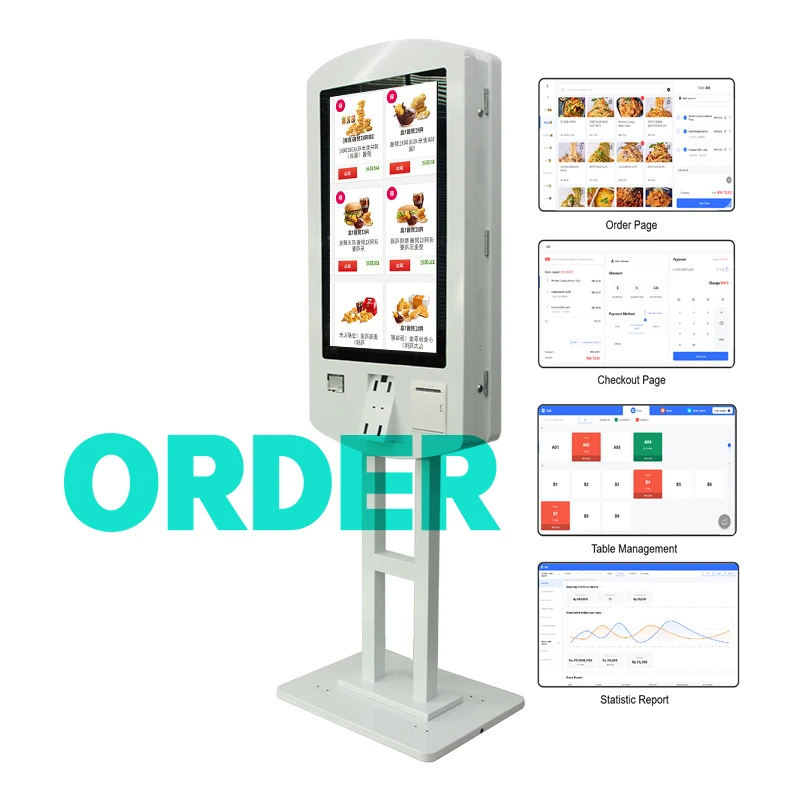 touch screen automatic self service ordering payment kiosk self service food ordering payment kiosk with printer